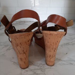 GUESS Women’s Cork Wedge Heel Sandals, Size 10(US)